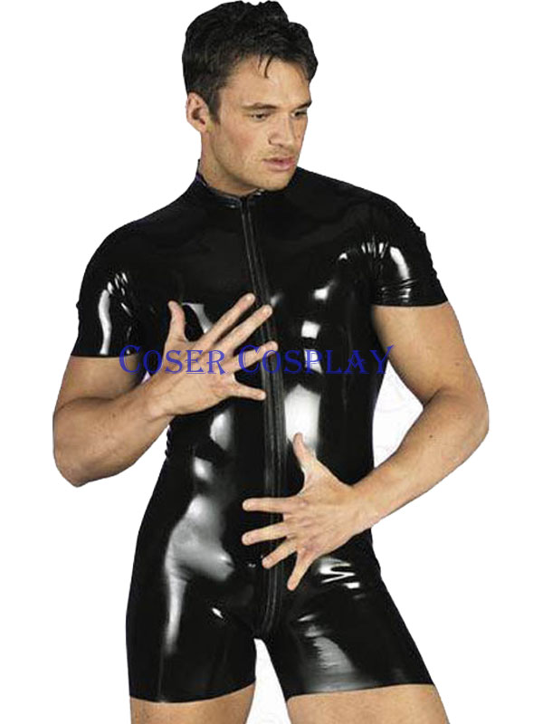 Black PVC Jumpsuits For Men Halloween Costumes 2808